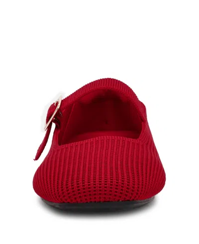Anne Klein Women's Mabel Knit Mary Jane Flats In Red