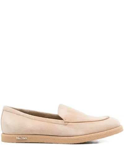 Max Mara Suede Loafers In Neutral