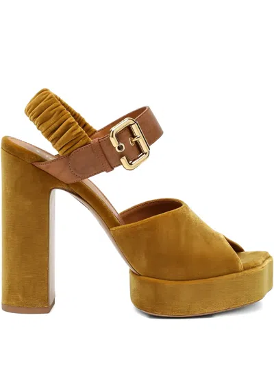 Chloé Chloe' Women Aria Velvet Sandals In Yellow