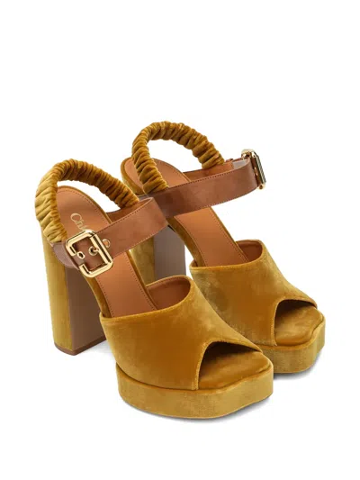 Chloé Chloe' Women Aria Velvet Sandals In Yellow
