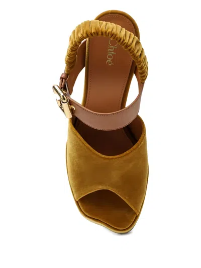 Chloé Chloe' Women Aria Velvet Sandals In Yellow