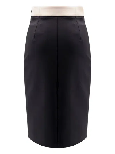 Elisabetta Franchi Crepe Pencil Skirt With Buttoned Patch Pockets In Multi