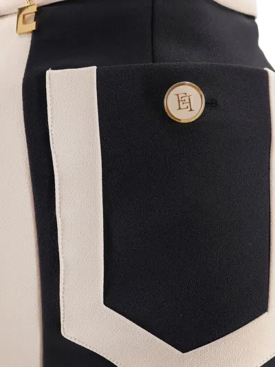 Elisabetta Franchi Crepe Pencil Skirt With Buttoned Patch Pockets In Multi