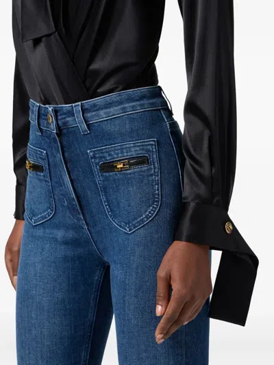 Elisabetta Franchi Panelled Button-cuff Bodysuit In Black