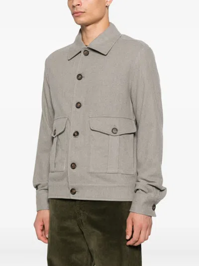 Eleventy Button-fastening Flap-pocket Jacket In Gray