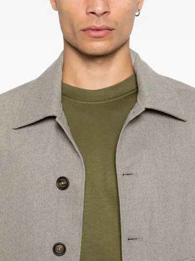 Eleventy Button-fastening Flap-pocket Jacket In Gray