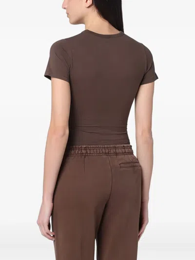 Entire Studios Brown Cropped T-shirt In Cotton In Brown
