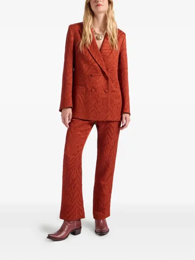 La Doublej Textured Double-breasted Jacket In Brown