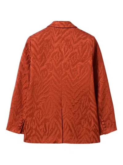 La Doublej Textured Double-breasted Jacket In Brown