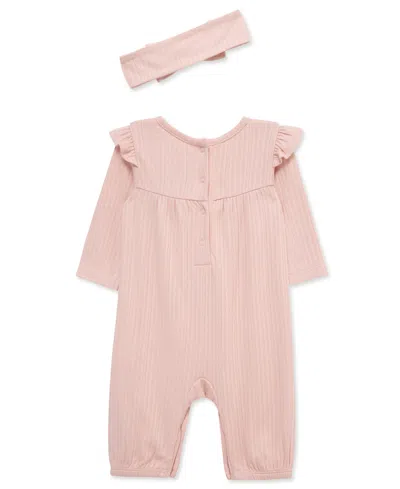 Little Me Baby Girls Jumpsuit & Headband Set In Pink