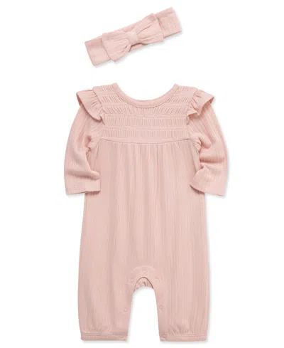 Little Me Baby Girls Jumpsuit & Headband Set In Pink