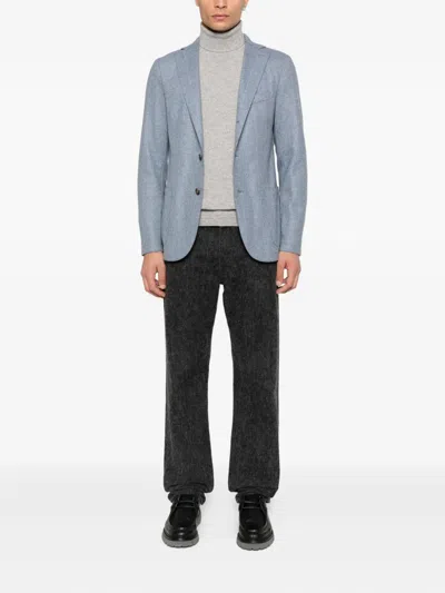 Eleventy Pinstripe Two-button Blazer In Blue