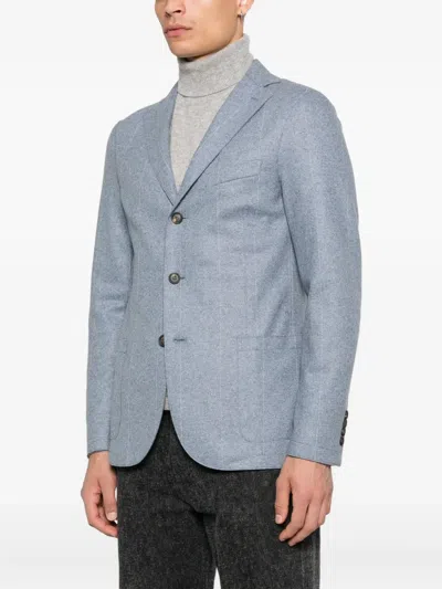 Eleventy Pinstripe Two-button Blazer In Blue
