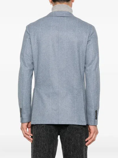Eleventy Pinstripe Two-button Blazer In Blue