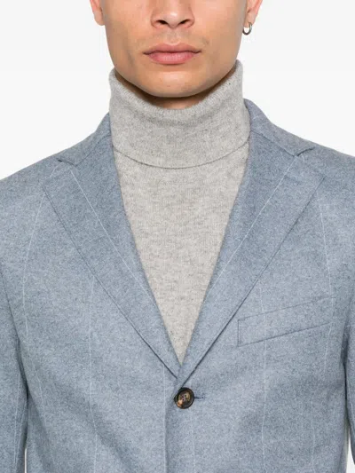 Eleventy Pinstripe Two-button Blazer In Blue