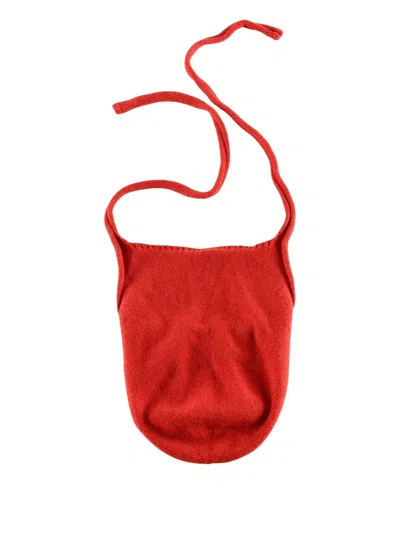 Baserange Tie Ribbed Hat In Red