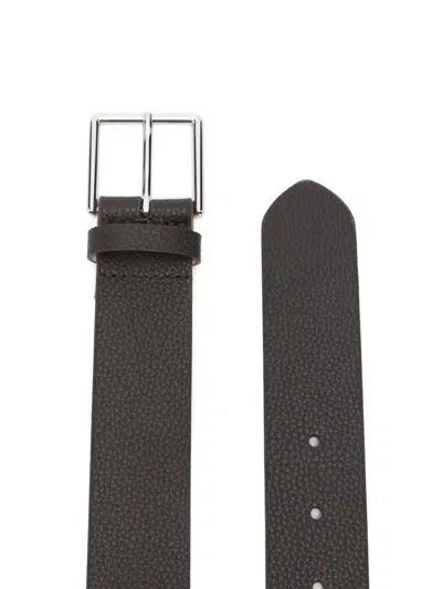 条纹细节皮质腰带