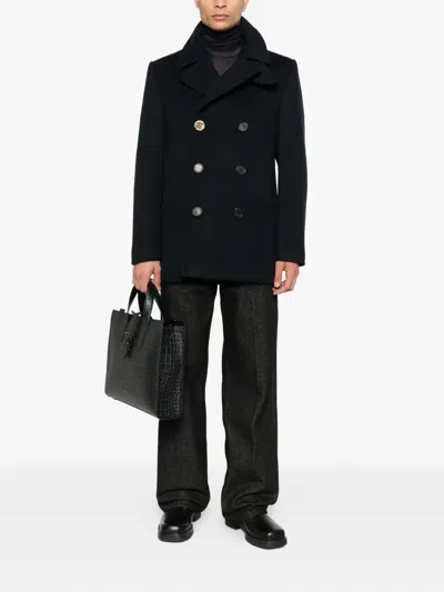 Givenchy Double-breasted Coat Featuring Front Pockets In Blue