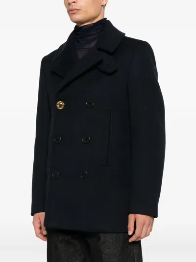 Givenchy Double-breasted Coat Featuring Front Pockets In Blue
