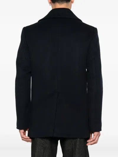 Givenchy Double-breasted Coat Featuring Front Pockets In Blue
