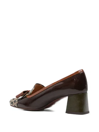 Chie Mihara 50mm Geometric-pattern Block-heel Pumps In Brown