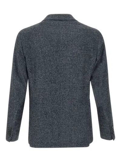 Tagliatore Textured Blazer With Notch Lapel And Tailored Fit In Blue