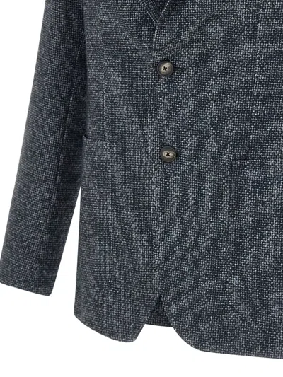 Tagliatore Textured Blazer With Notch Lapel And Tailored Fit In Blue