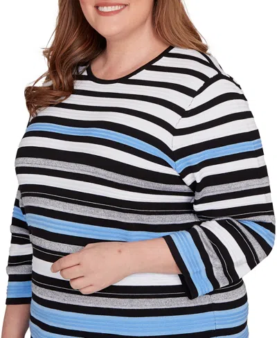 Alfred Dunner Plus Size As Usual Textured Stripe Sweater With Necklace In Multi