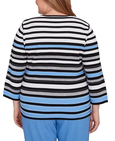Alfred Dunner Plus Size As Usual Textured Stripe Sweater With Necklace In Multi