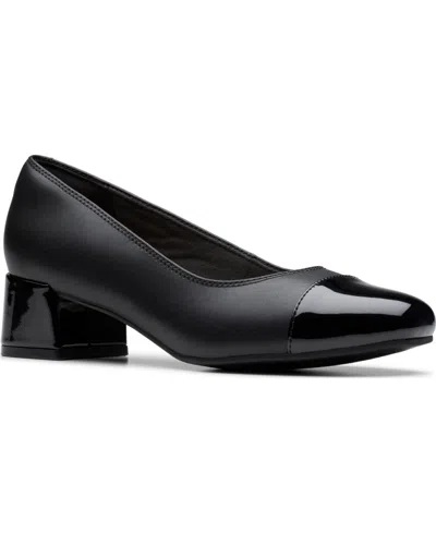 Clarks Marilyn Sara Womens Leather Round Toe Block Heels In Black