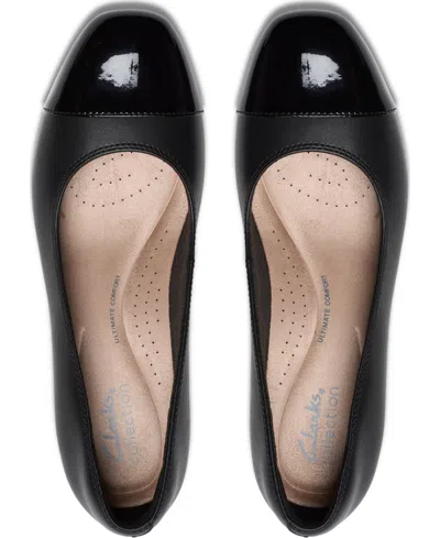 Clarks Marilyn Sara Womens Leather Round Toe Block Heels In Black