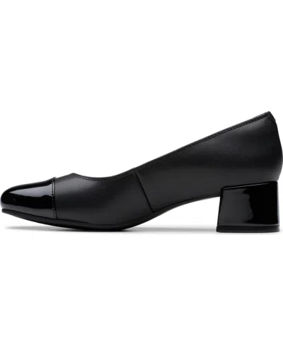 Clarks Marilyn Sara Womens Leather Round Toe Block Heels In Black