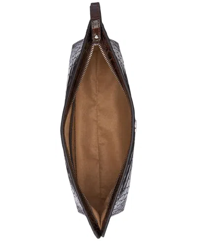 Ralph Lauren Crocodile-embossed Leather Zipper Pouch In Brown