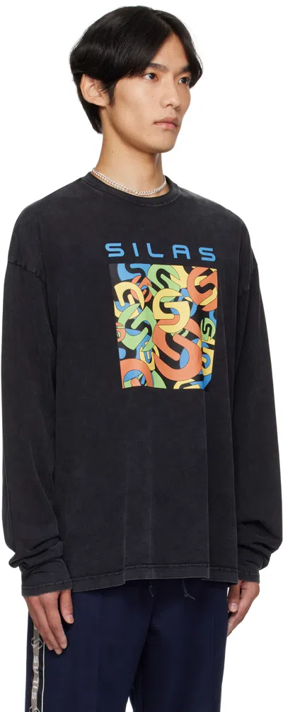 Silas Black Box Artwork Long Sleeve T-shirt In Black