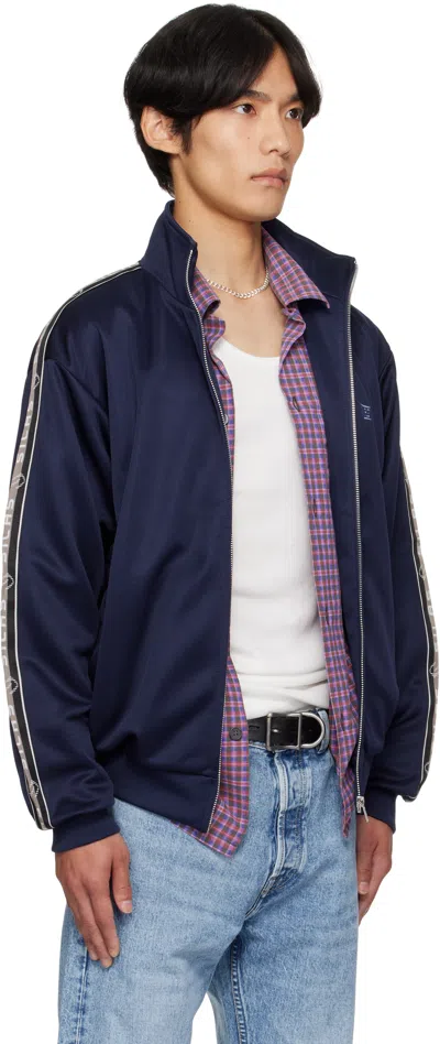 Silas Navy Logo Track Jacket In Blue