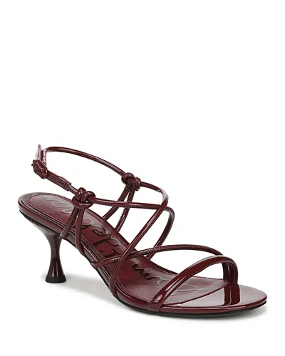 Sam Edelman Riana Strapy Heel Sandal French Merlot Patent Leather In Burgundy