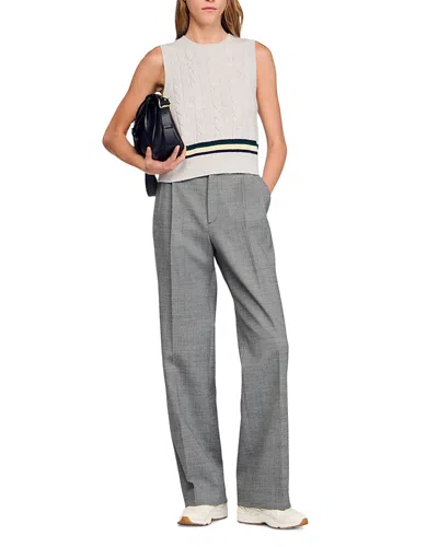 Sandro Straight Leg Trousers In Gray