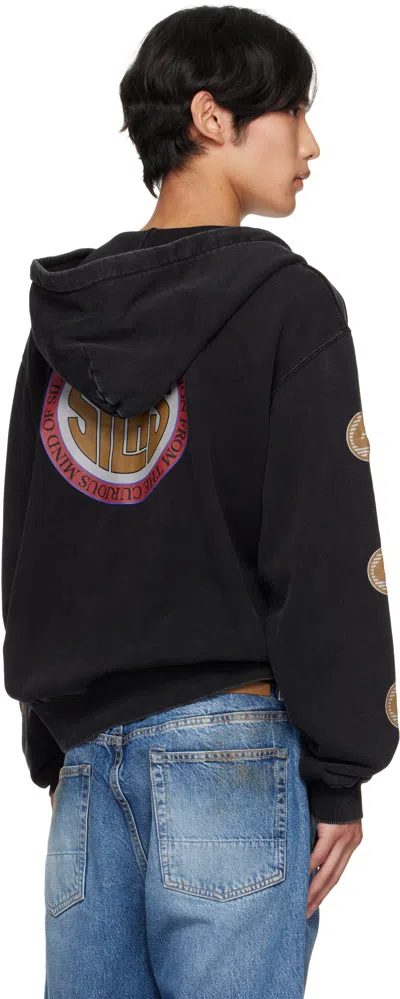 Silas Black Circular Zip Sweat Hoodie In Black