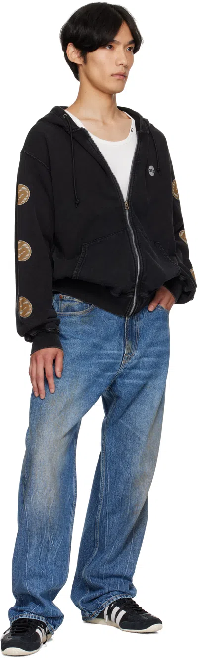 Silas Black Circular Zip Sweat Hoodie In Black