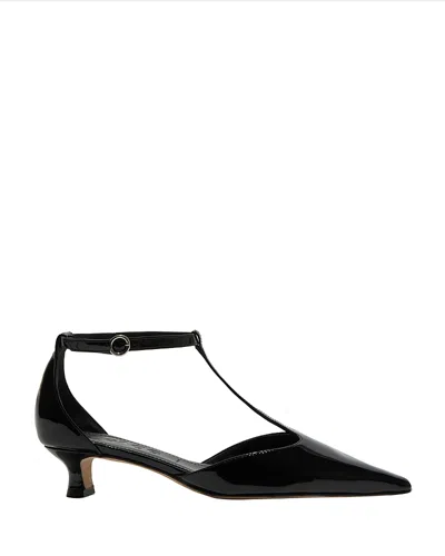 Aeyde Liz Patent Leather T-strap Pumps In Black