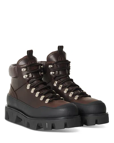 Moncler Grenoble Peak Trek Leather Hiking Boots In Brown