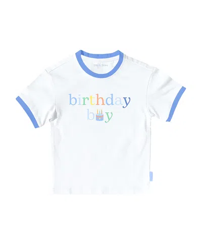 Bits & Bows Boys' Birthday Boy Crewneck T-shirt - Baby In White