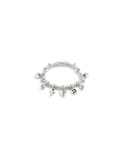 Unode50 Sterling Plated Beaded Bracelet With Charms In Metallic