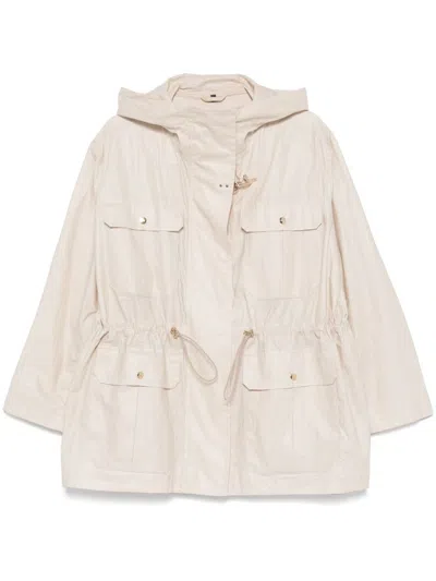 Fay Linen And Cotton Blend Parka Coat In Neutral