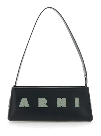 Marni Rectangular Shoulder Bag With Gold-tone Hardware In Black