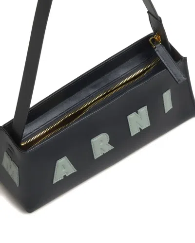 Marni Rectangular Shoulder Bag With Gold-tone Hardware In Black