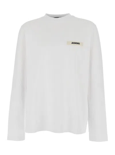 Jacquemus Le Tshirt Gros Grain Cotton Ls  T-shirt In White