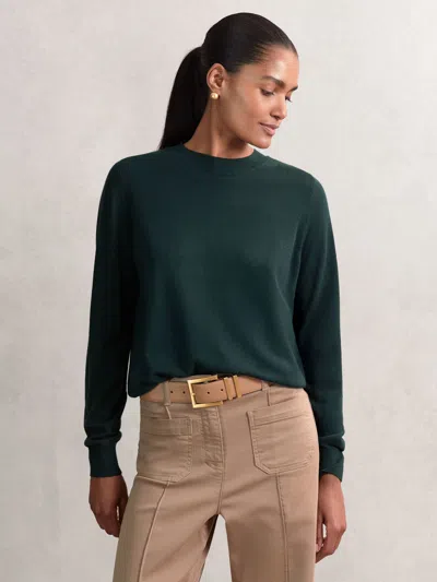 Reiss Hester Crewneck Wool Sweater In Green