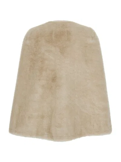 Valentini 1972 Eco Crew-neck Cape In Neutral