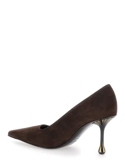 Jimmy Choo Ixia Pointed Toe Suede Pumps In Brown